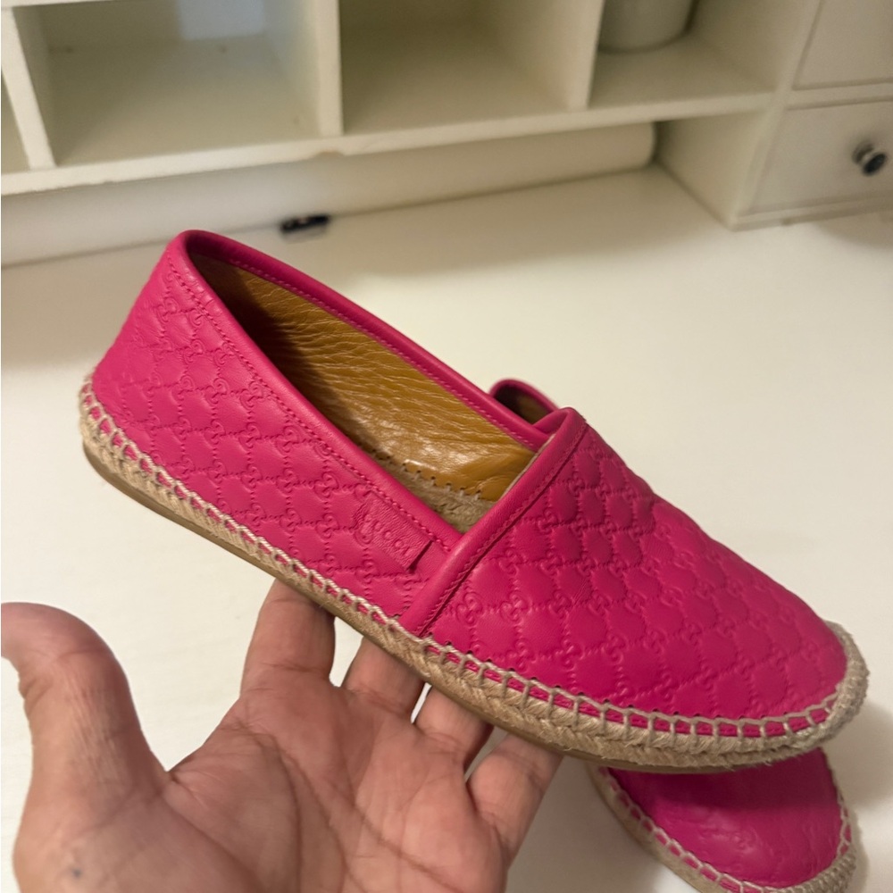 Old Rose Leather Espadrilles Gucci Fuchsia Flats size 36 or 6